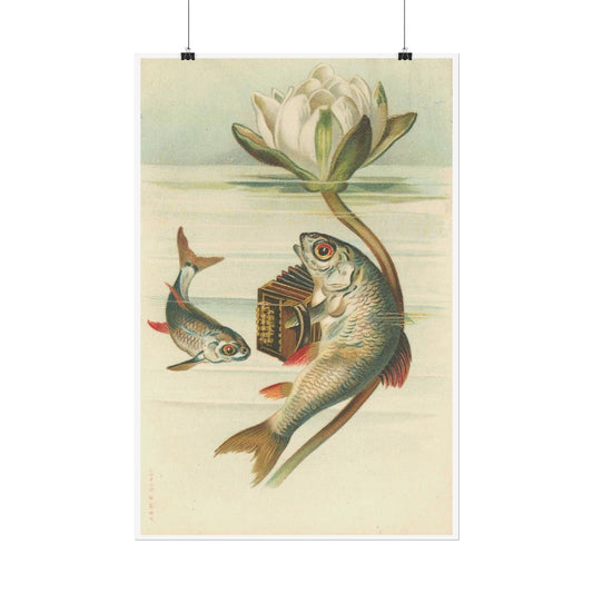 Fish Playing Accordion and Water Lilly